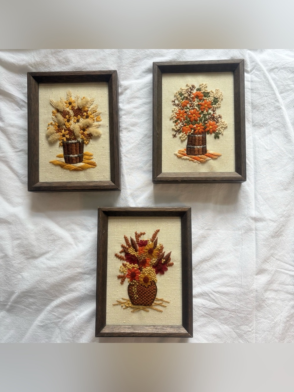 Vintage floral embroidery wall deco/art